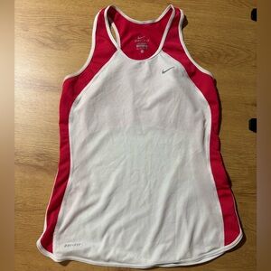 Nike White and Red Fitted Sleeveless Tank Top